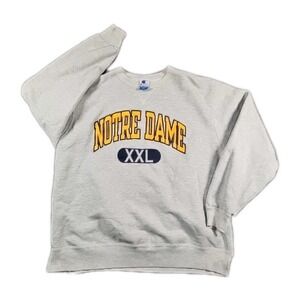 Vintage Champion Notre Dame Crewneck Pullover Sweatshirt Gray XXL Fighting Irish